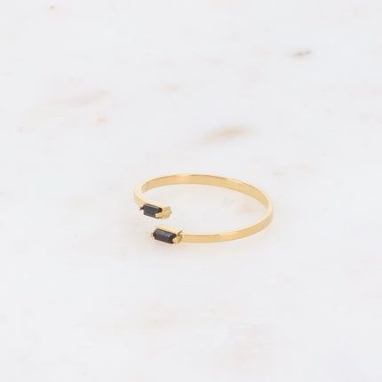 Bague fine et ouverte - 2 cristaux rectangulaires