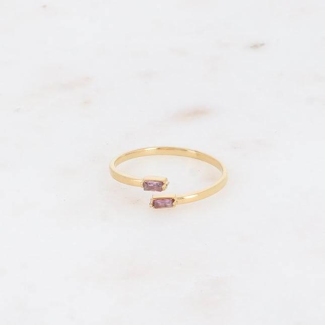 Thin, open ring - 2 rectangular crystals