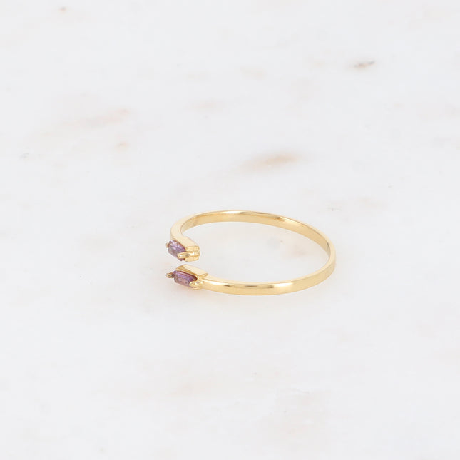 Thin, open ring - 2 rectangular crystals