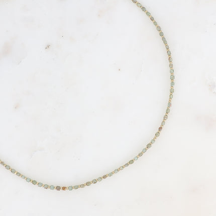 Necklace on cable - cubic natural stones