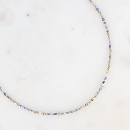 Necklace on cable - cubic natural stones