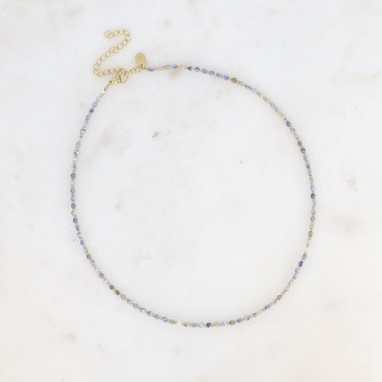 Necklace on cable - cubic natural stones