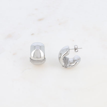 Créoles - anneau large avec 4 chaînes enroulées 20x20mm