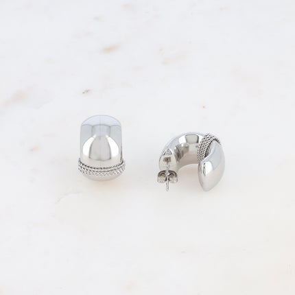 Créoles - anneau large avec 4 chaînes enroulées 20x20mm