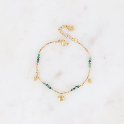 Bracelet Daphnéa - pampilles coeurs et pierres naturelles