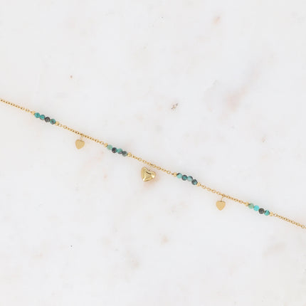 Bracelet Daphnéa - pampilles coeurs et pierres naturelles