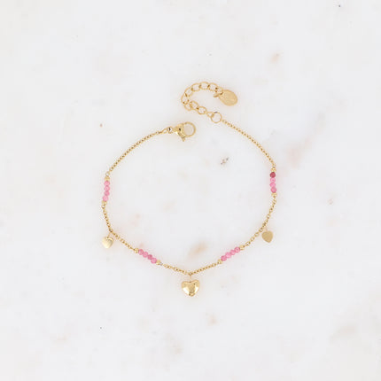 Bracelet Daphnéa - pampilles coeurs et pierres naturelles