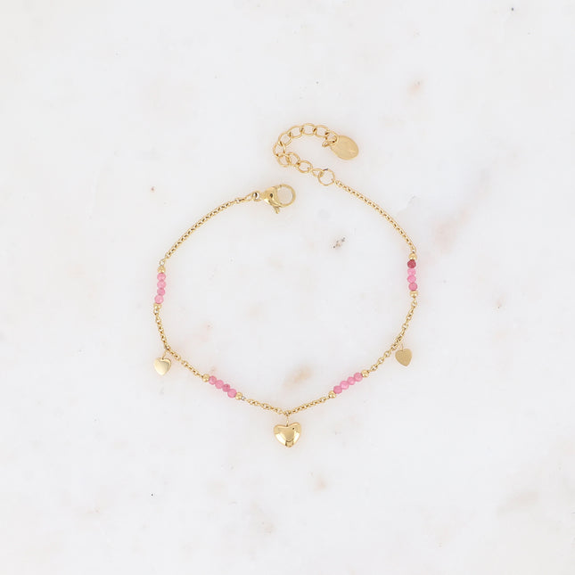 Bracelet Daphnéa - pampilles coeurs et pierres naturelles