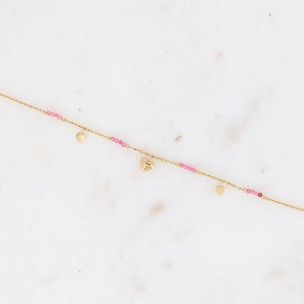Bracelet Daphnéa - pampilles coeurs et pierres naturelles