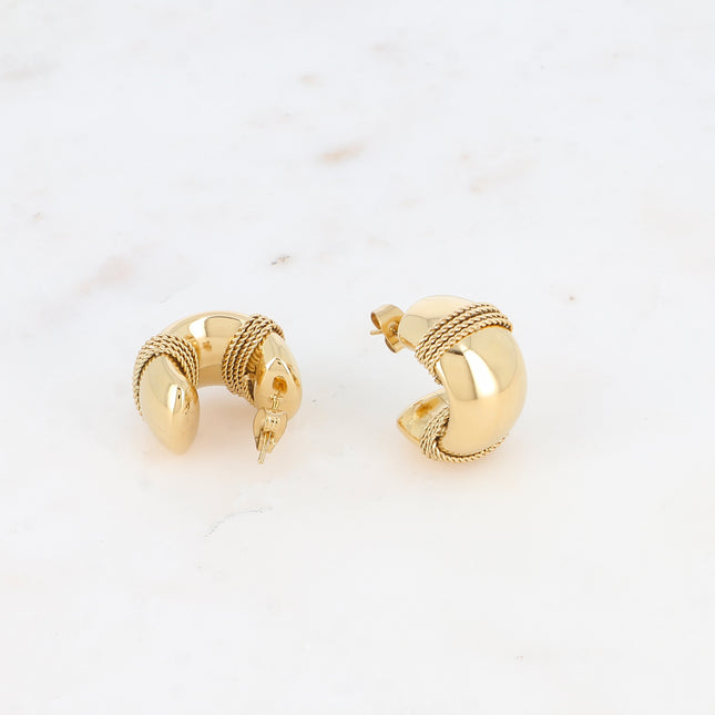 Hoop earrings Évanie S - wide hoop with 4 wrapped chains 22mm