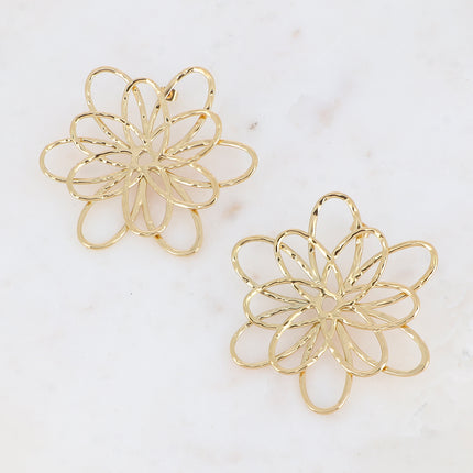 Boucles puces - grande pièce fleurie ajourée 68mm