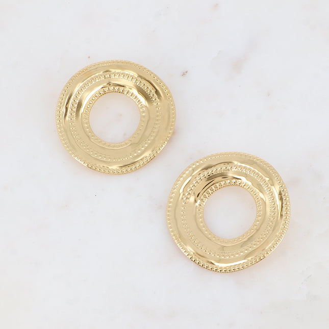 Boucles puces - grande pièce, cercle effet milgrain 52mm