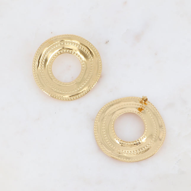 Boucles puces - grande pièce, cercle effet milgrain 52mm