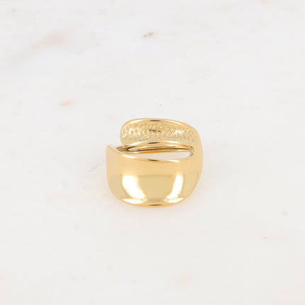 Bague - anneau plat avec partie façonnée petits points