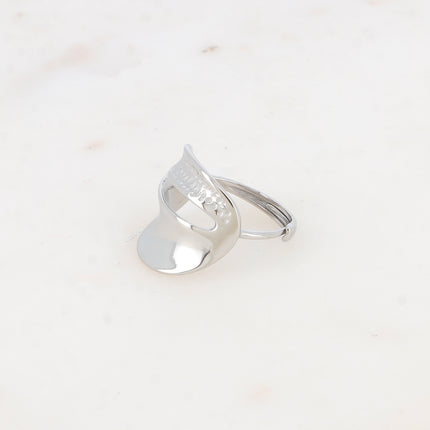 Bague - anneau plat avec partie façonnée petits points