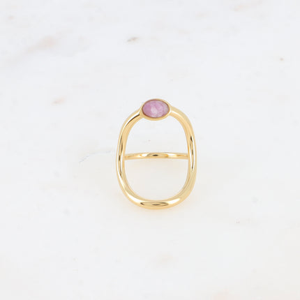 Bague Diania - grand oval ajouré et pierre naturelle ovale