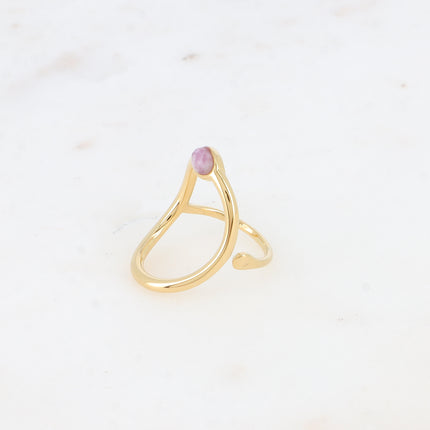 Bague Diania - grand oval ajouré et pierre naturelle ovale