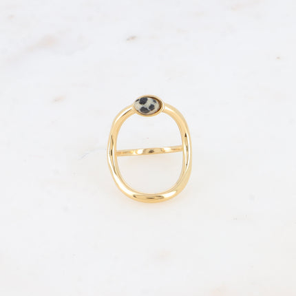 Bague Diania - grand oval ajouré et pierre naturelle ovale