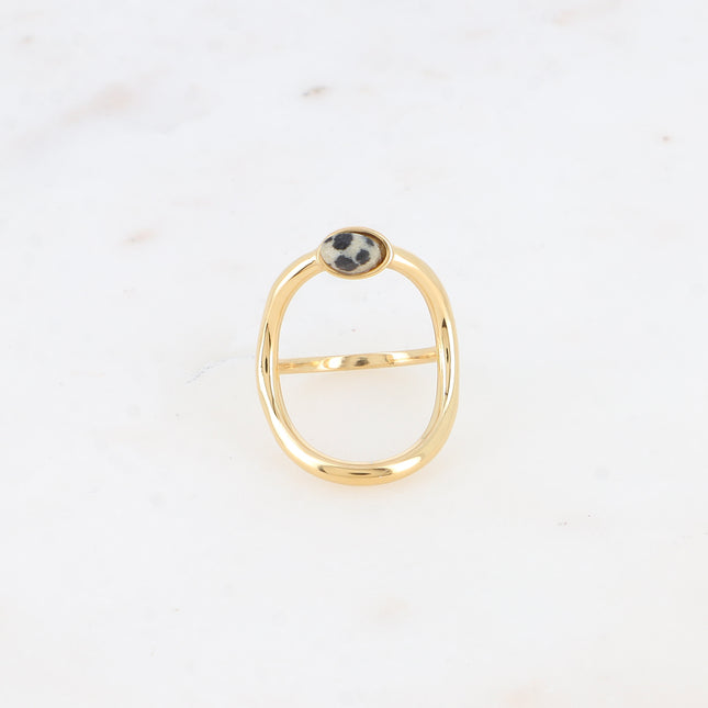 Diania Ring - large openwork oval and oval natural stone