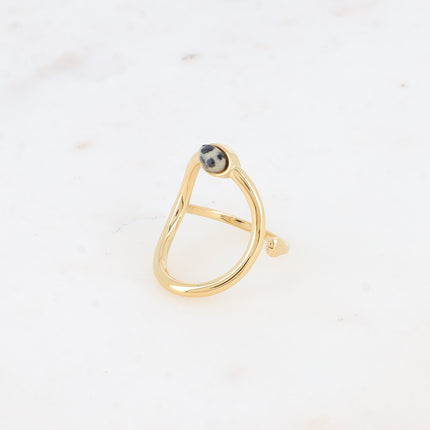 Bague Diania - grand oval ajouré et pierre naturelle ovale