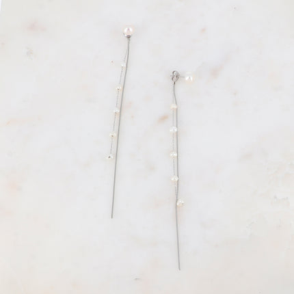 Dangle earrings - 2 chains and freshwater pearls