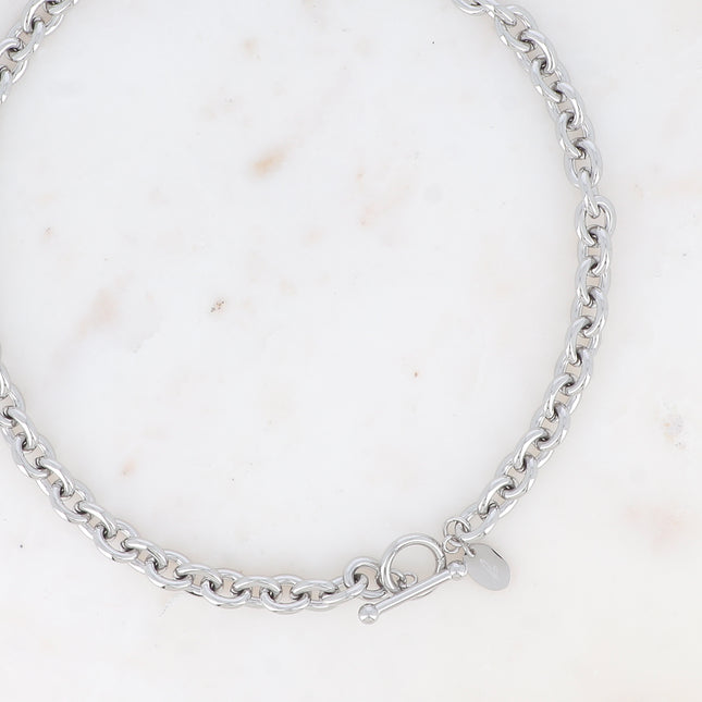 Necklace - oval link and cabochon clasp 45CM