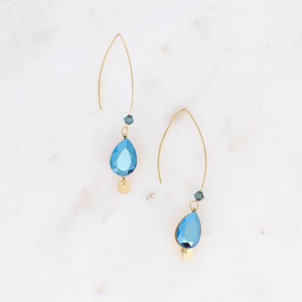 Boucles pendantes - long crochet orné de cristaux de Swarovski® goutte 10x14mm et toupie
