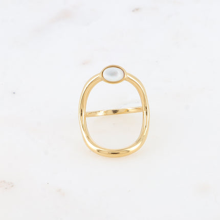 Bague Diania - grand oval ajouré et pierre naturelle ovale