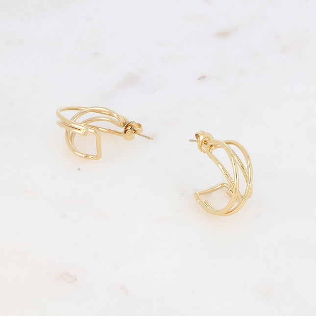 Creole earrings - double criss-cross ring
