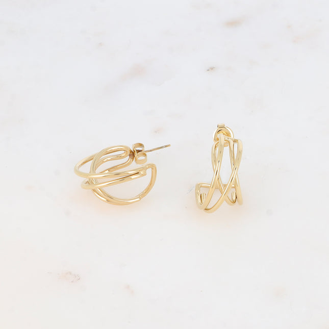 Creole earrings - double criss-cross ring