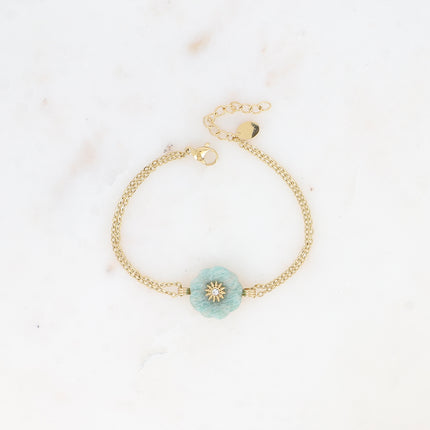 Bracelet - fleur en pierre naturelle et oxyde de zirconium