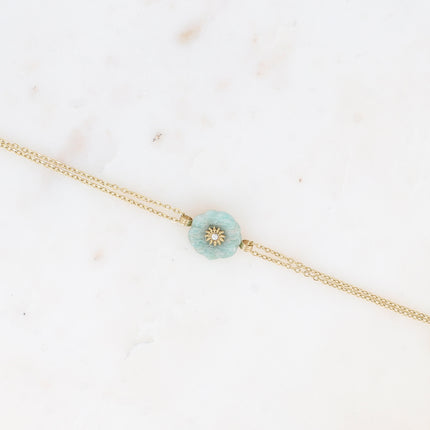 Bracelet - fleur en pierre naturelle et oxyde de zirconium