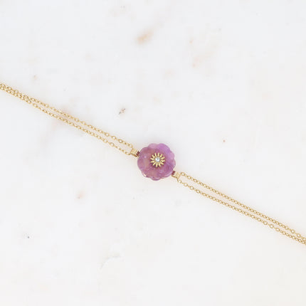 Bracelet - fleur en pierre naturelle et oxyde de zirconium