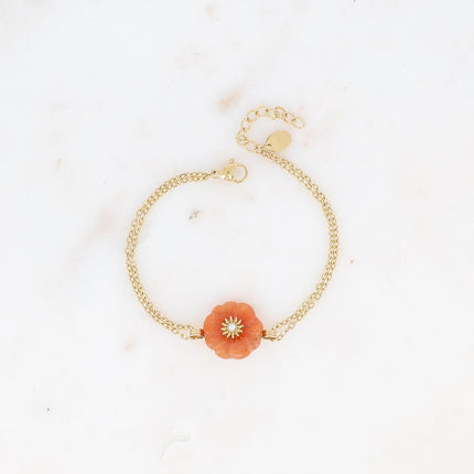 Bracelet - fleur en pierre naturelle et oxyde de zirconium