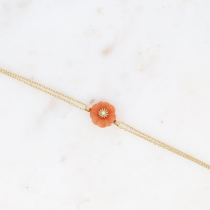 Bracelet - fleur en pierre naturelle et oxyde de zirconium