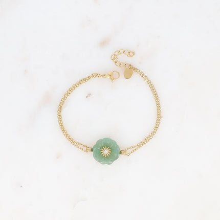Bracelet - fleur en pierre naturelle et oxyde de zirconium
