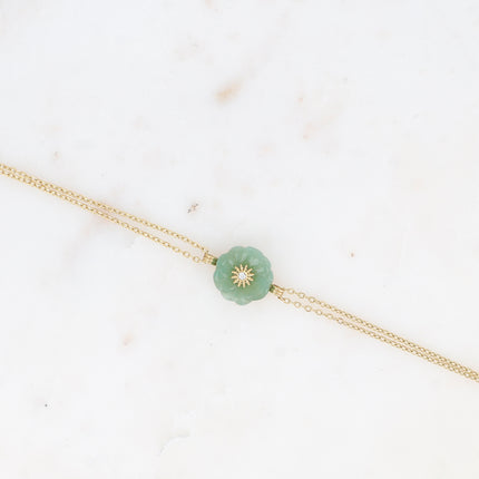 Bracelet - fleur en pierre naturelle et oxyde de zirconium