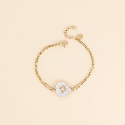 Bracelet - fleur en pierre naturelle et oxyde de zirconium