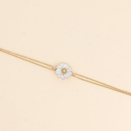 Bracelet - fleur en pierre naturelle et oxyde de zirconium