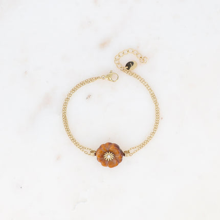 Bracelet - fleur en pierre naturelle et oxyde de zirconium