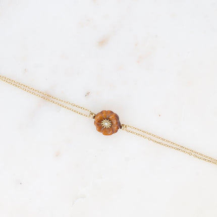 Bracelet - fleur en pierre naturelle et oxyde de zirconium