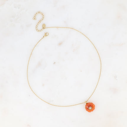 Collier - fleur en pierre naturelle et oxyde de zirconium