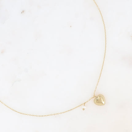 Collier - coeur milgrain et perle d'eau douce