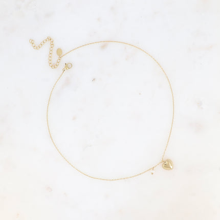 Collier - coeur milgrain et perle d'eau douce