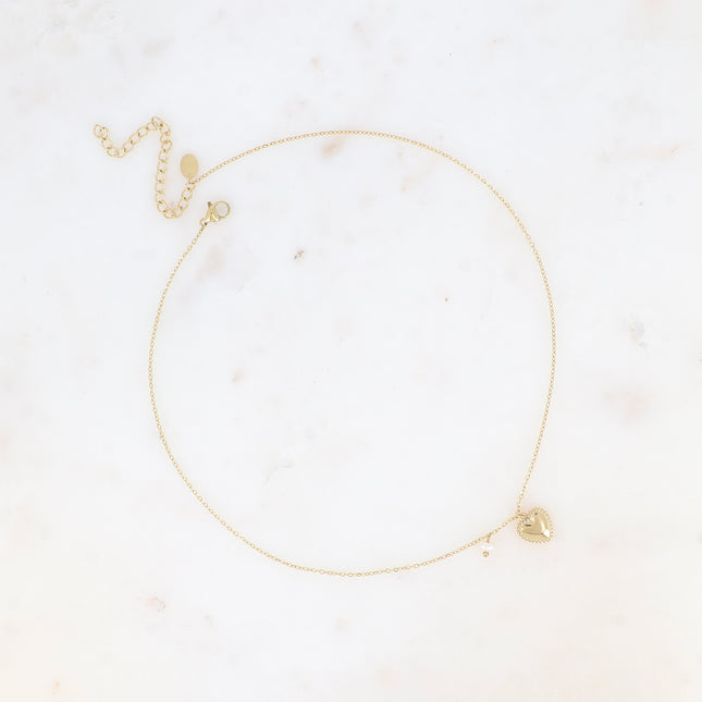 Collier - coeur milgrain et perle d'eau douce