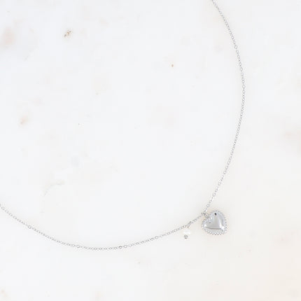 Collier - coeur milgrain et perle d'eau douce