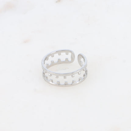 Bague - 2 anneaux, lisses avec petits carrés