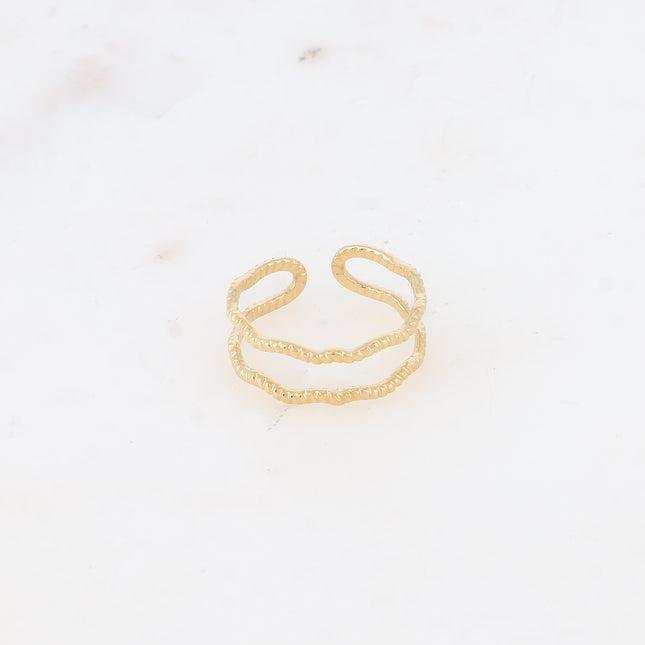 Bague - 2 anneaux zigzag strié