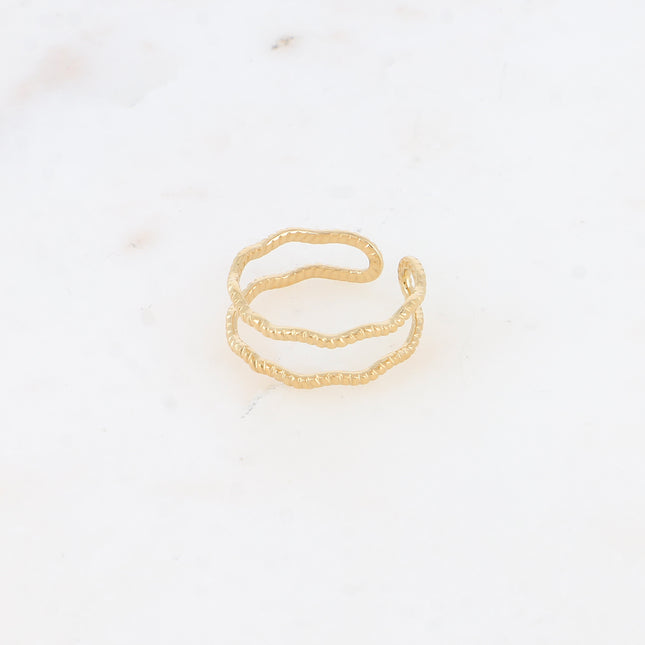 Bague - 2 anneaux zigzag strié