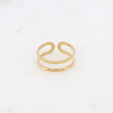 Bague Sohana - 2 rangs, strié et lisse